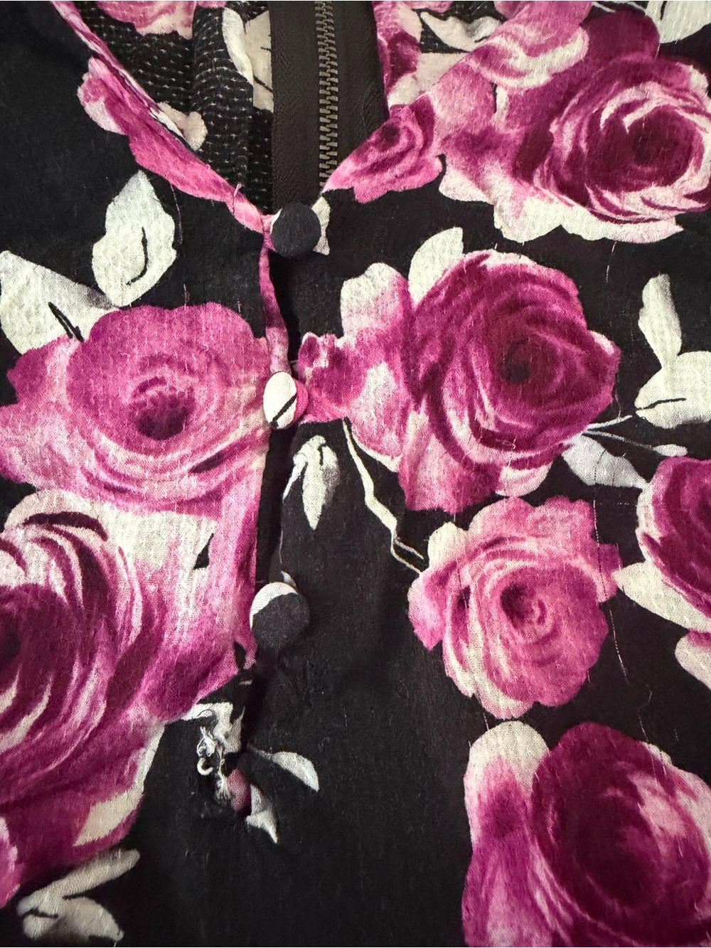 Floral Black & Magenta Women's Blouse - Picture 4 of 7